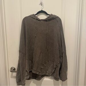 *boutique* easel gray black acid wash lounge sweatshirt with pockets size 2X XXL